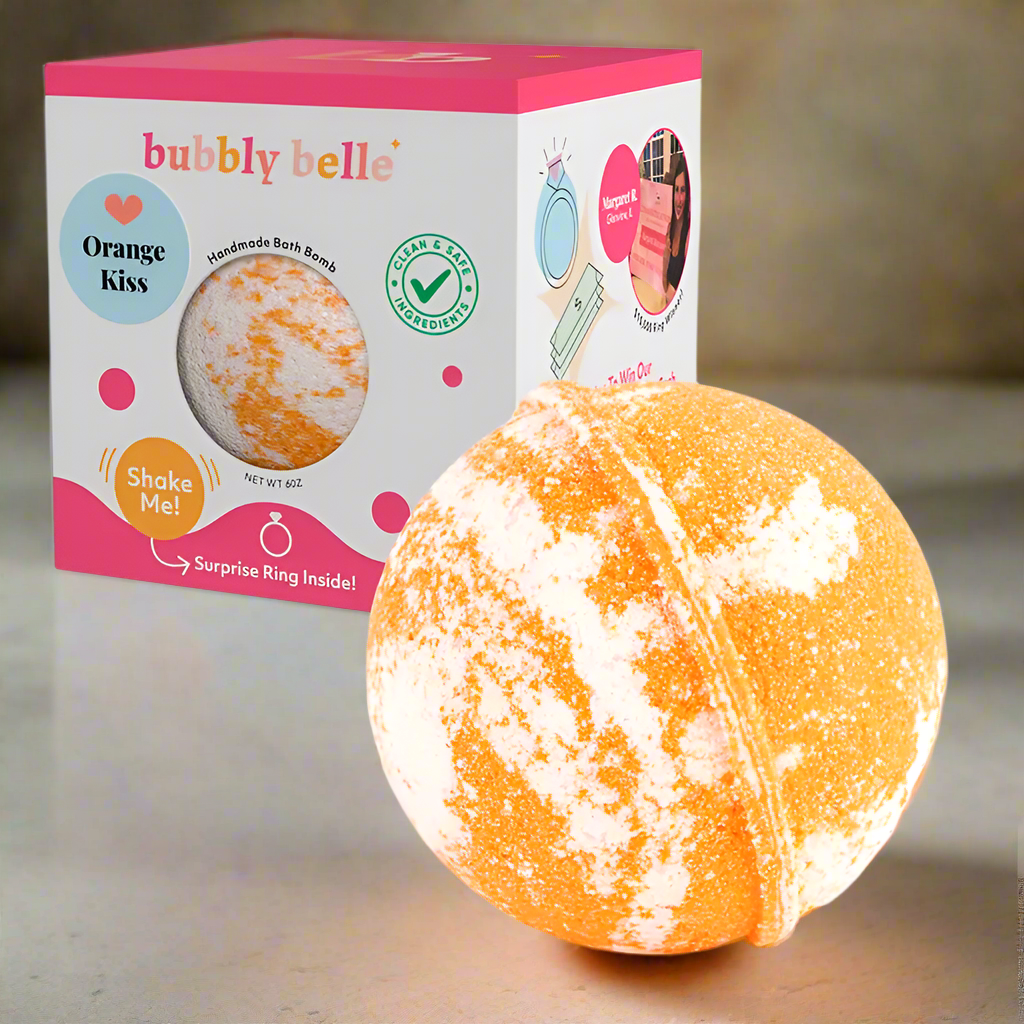 Orange Kiss Bath Bomb - Gift Boxed (6oz w/Rings)