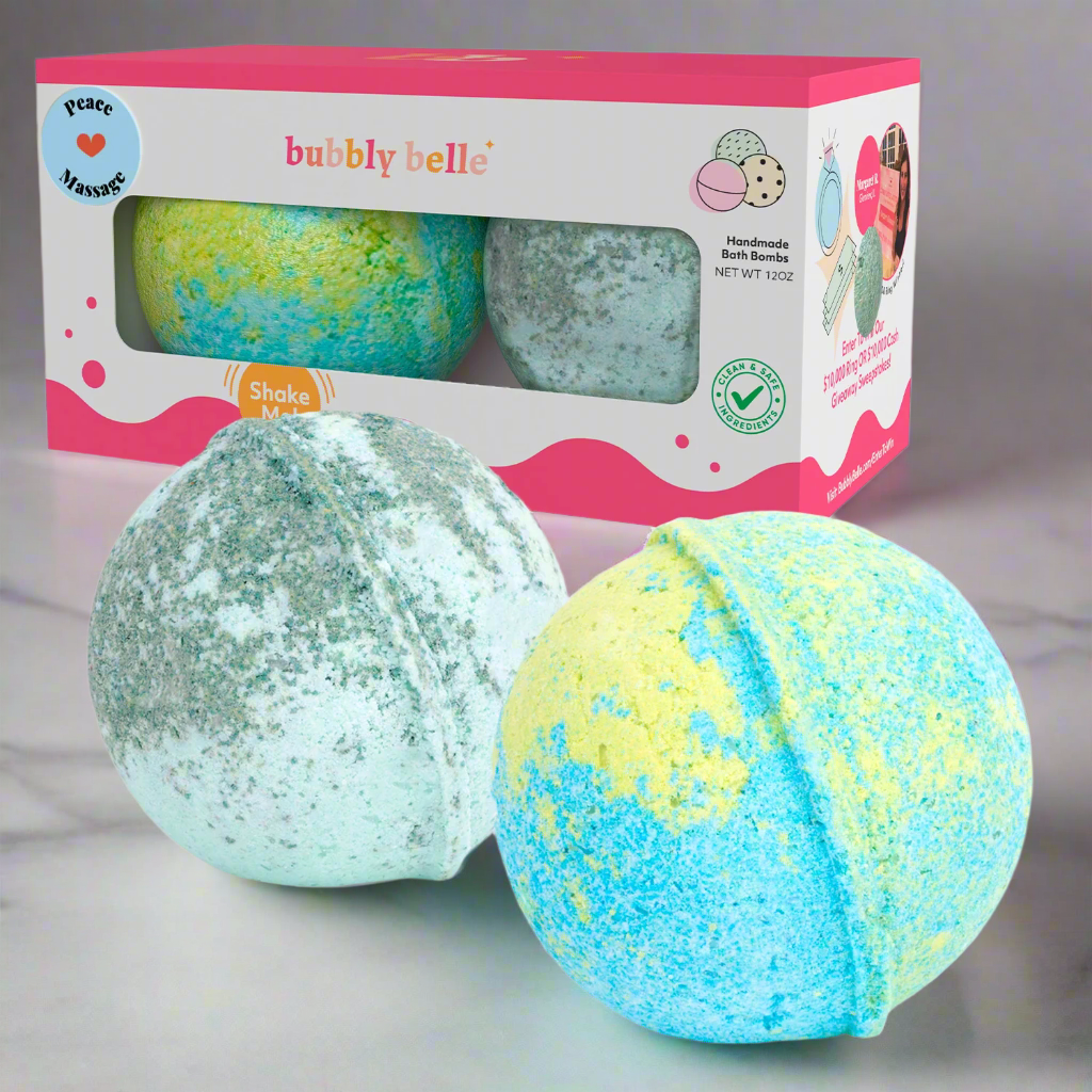 Bombas de baño Peace &amp; Massage (en caja de regalo, 6 oz cada una, con anillos)