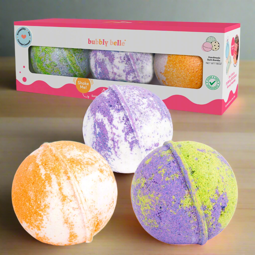 Bombas de baño Tranquility, naranja y coco, zen, en caja de regalo (6 oz/u. con anillos)