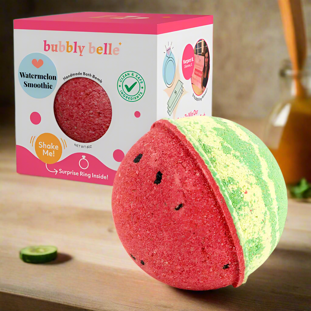 Watermelon Smoothie Bath Bomb - Gift Boxed (6oz w/Ring)